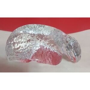 Dansk Full Lead Crystal Nativity Sheep Figurine Textured Clear Glass Sculpture